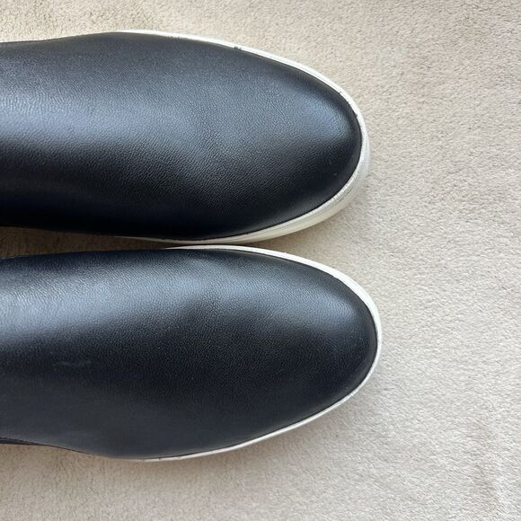 Vince Warren Black Leather Slip On Sneaker Women EU 39 US 8.5 White Platform - Picture 9 of 16
